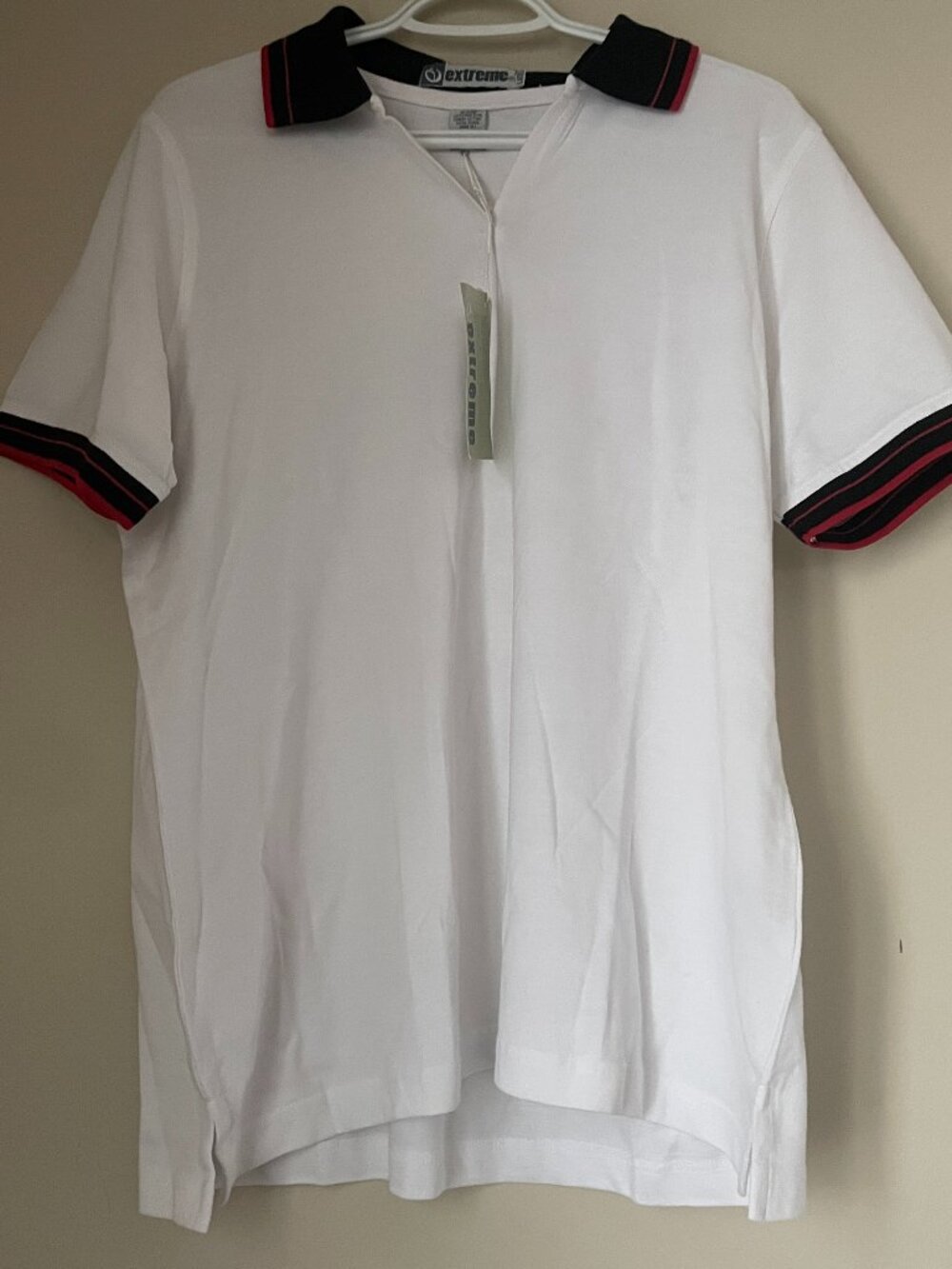 Extreme Polo Top White Black Red Trim